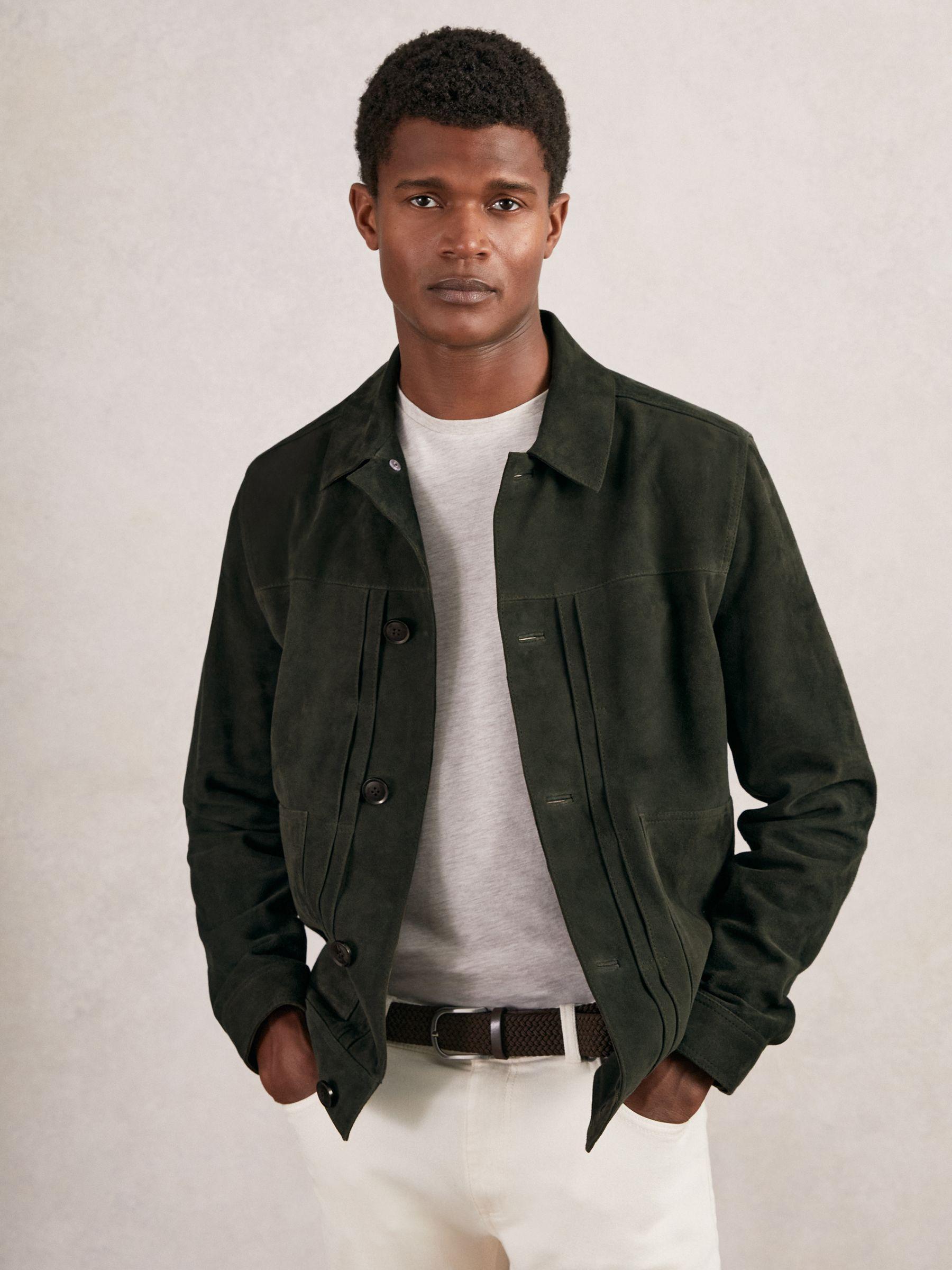 Suede Worker Jacket in Dark Green Product Image