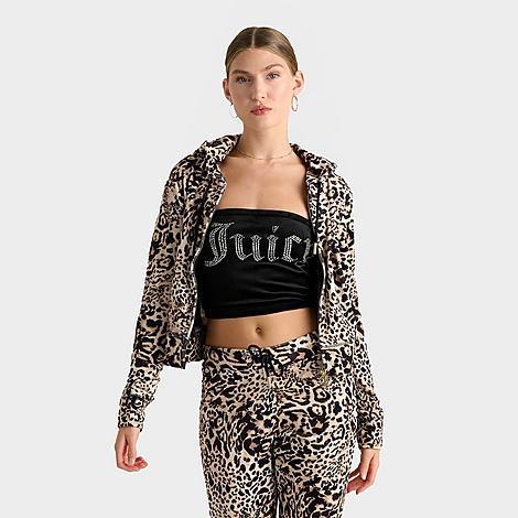 Juicy Couture Printed Classic Juicy Hoodie (Juicy Ocelot) Women's Sweatshirt Product Image