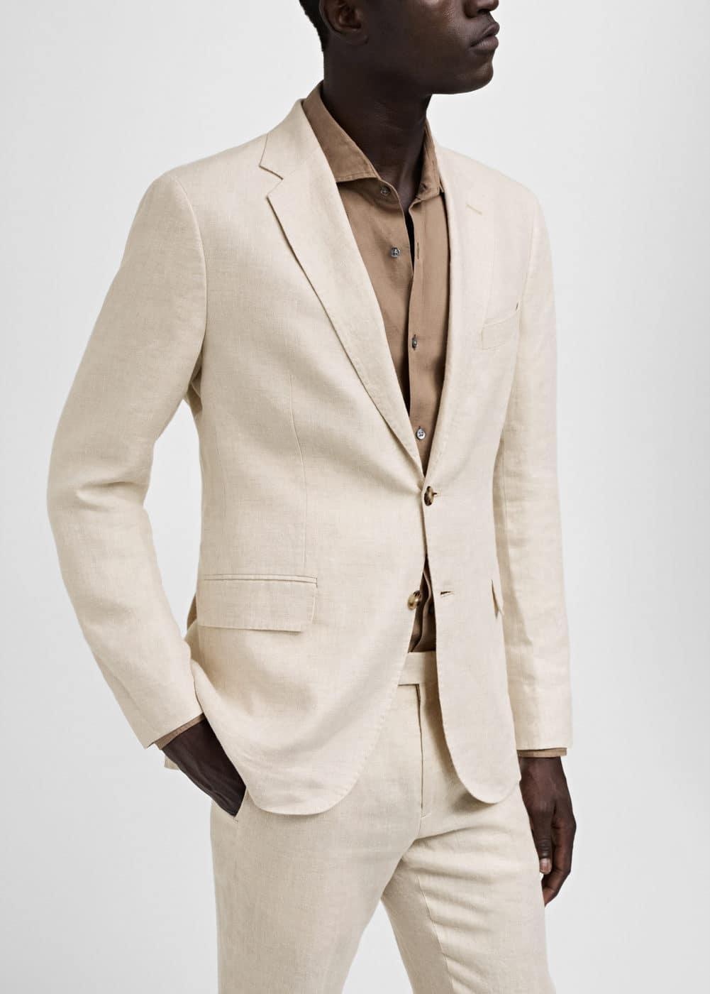 100% linen slim-fit suit blazer - Men | MANGO USA Product Image