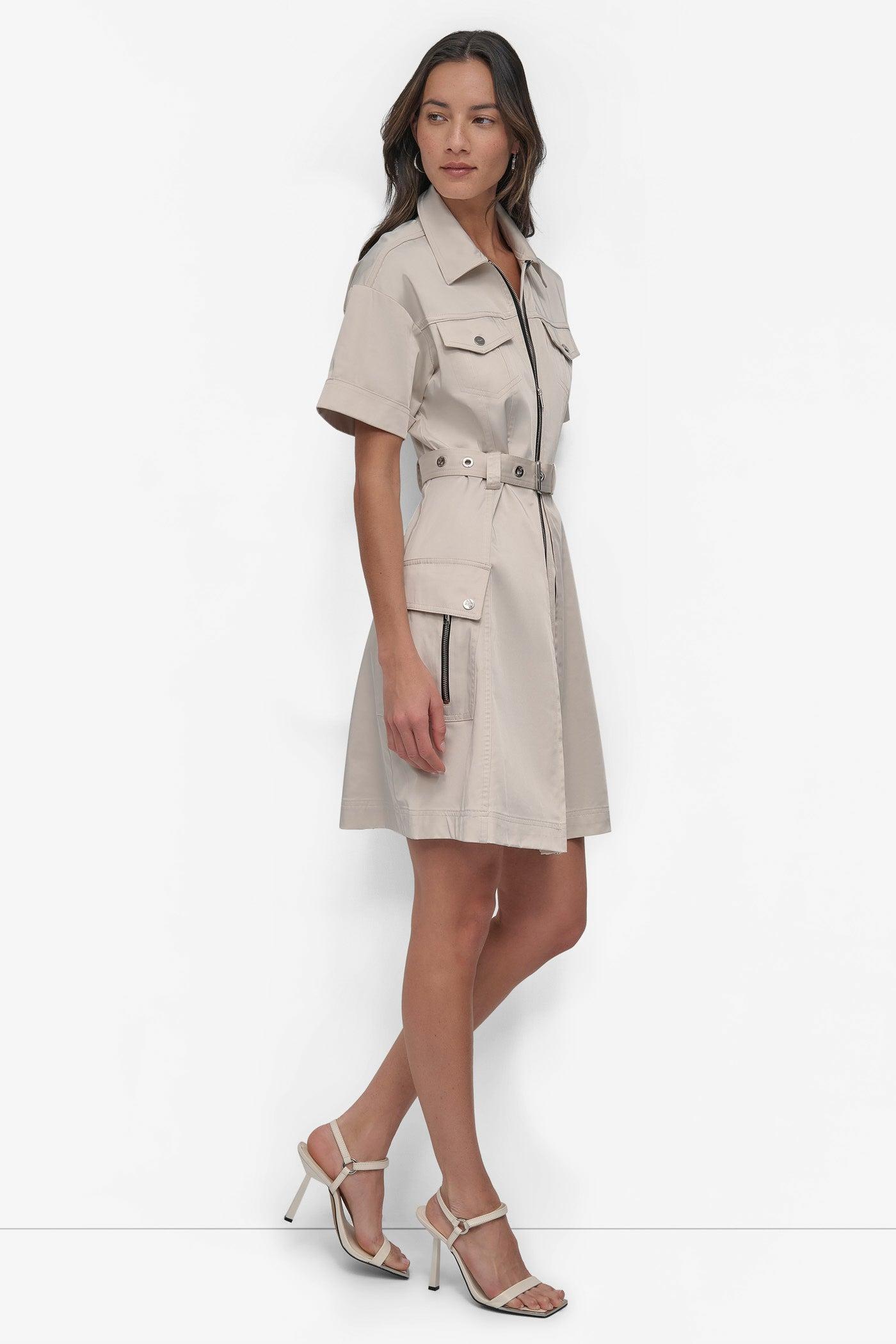 SHIRT DRESS WITH FRONT ZIPPER Product Image