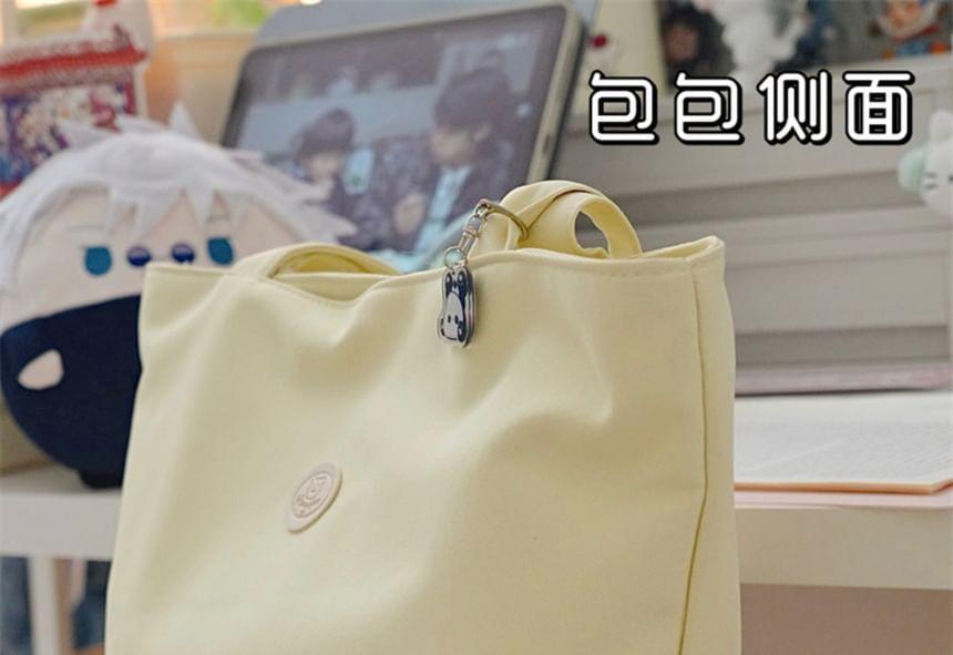 Plain Applique Canvas Tote Bag / Bag Charm / Set Product Image