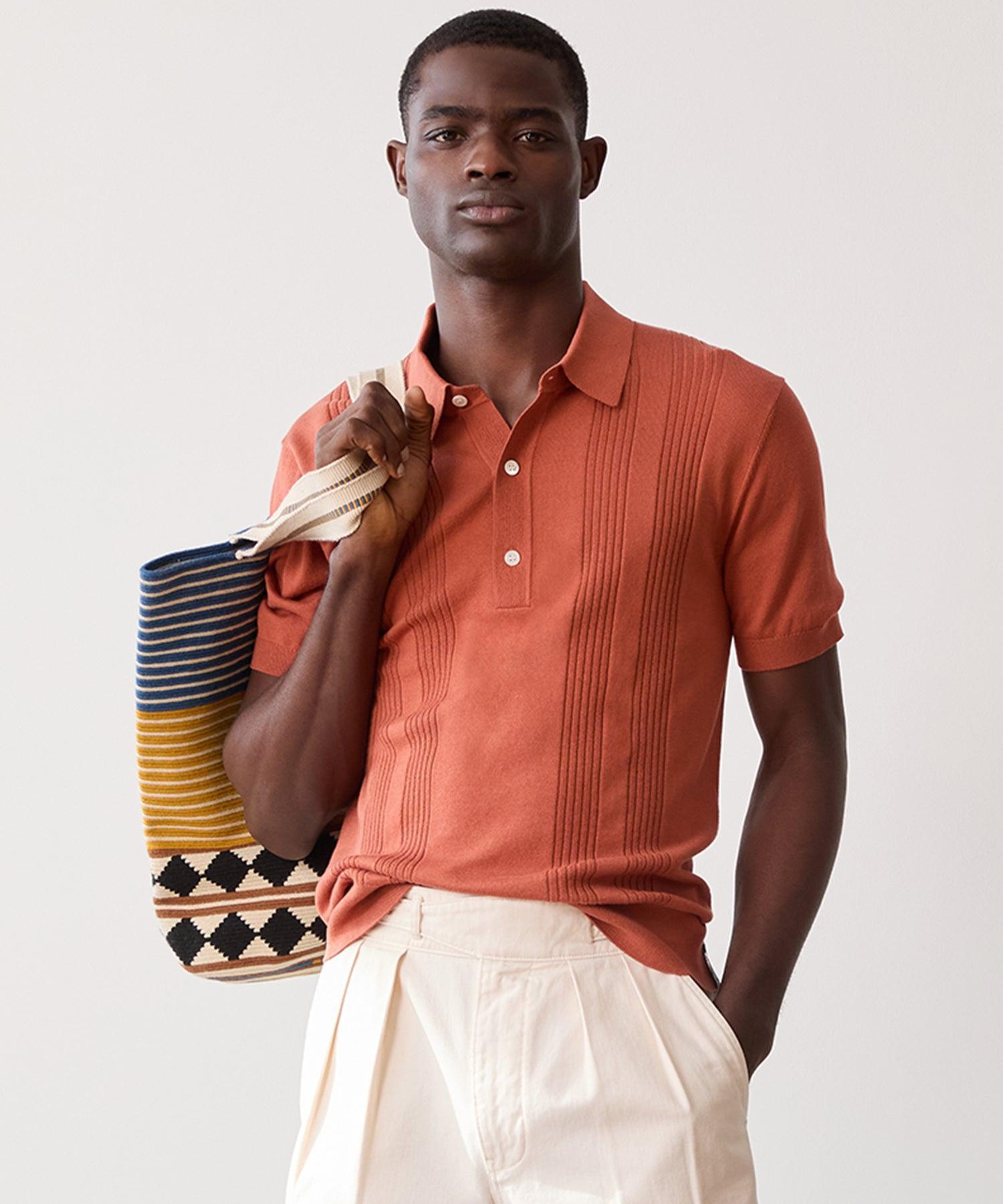 Silk Cotton Ribbed Polo Product Image