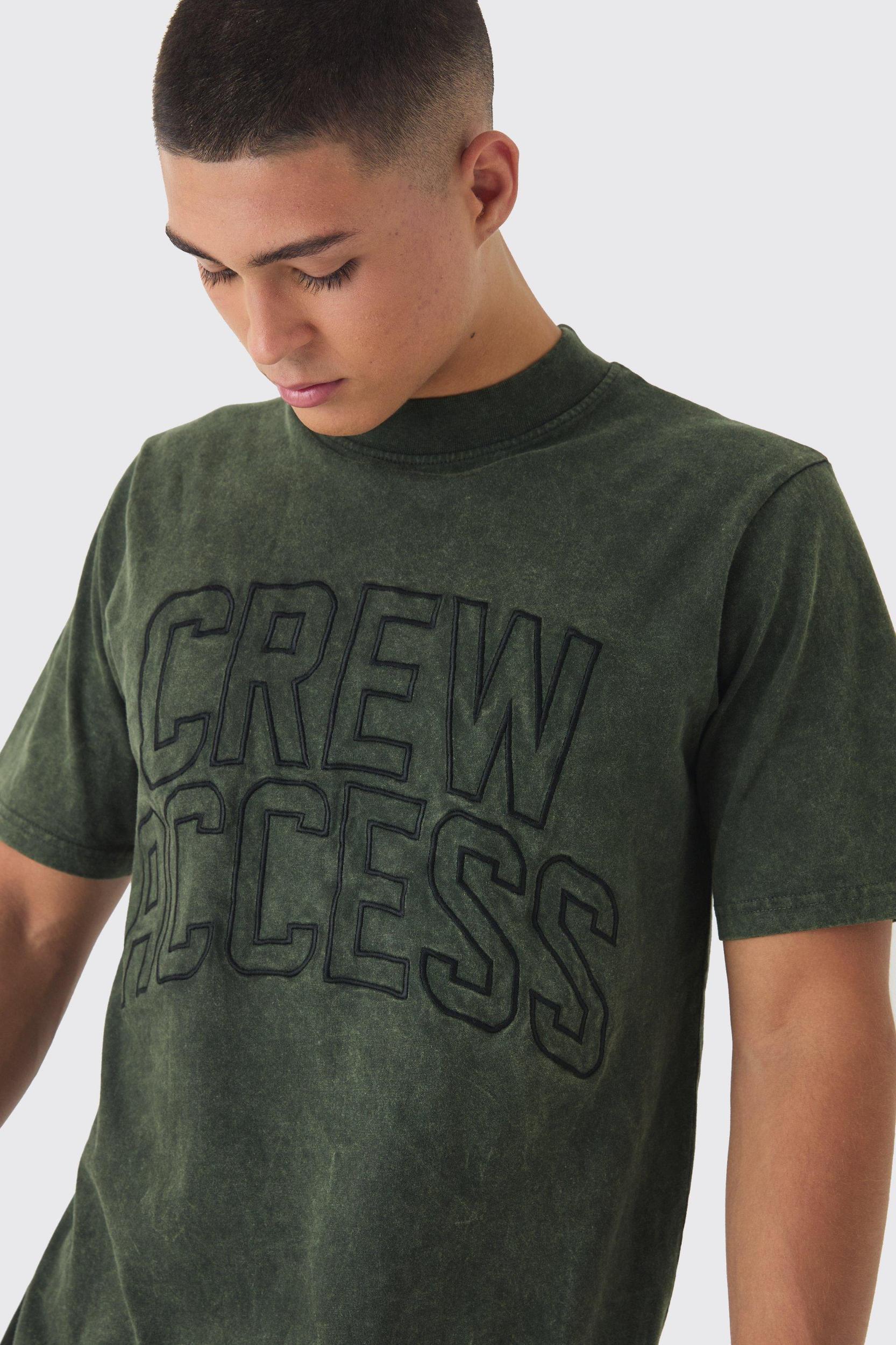 Regular Fit Heavyweight Embroidery Washed T-Shirt | boohooMAN USA Product Image