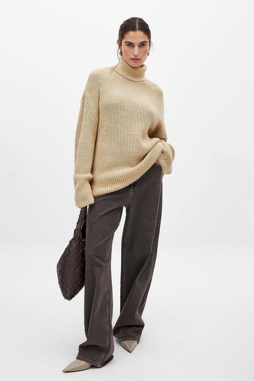 Long Turtle Neck Knitted Sweater Product Image