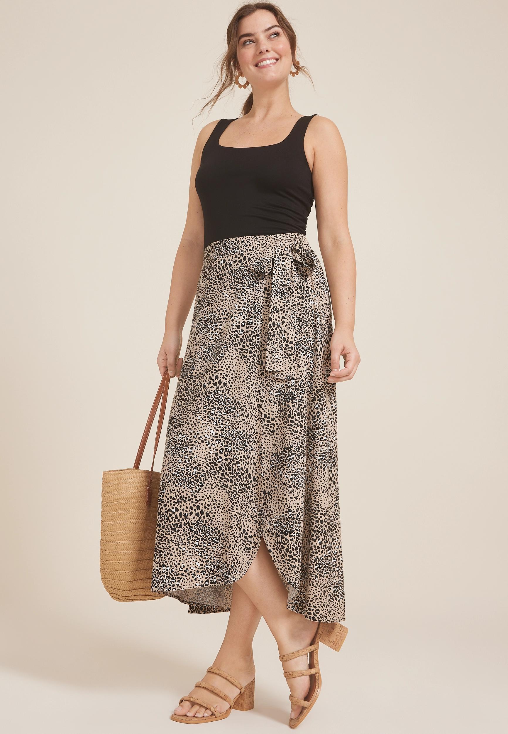 Printed High Rise Wrap Maxi Skirt Product Image