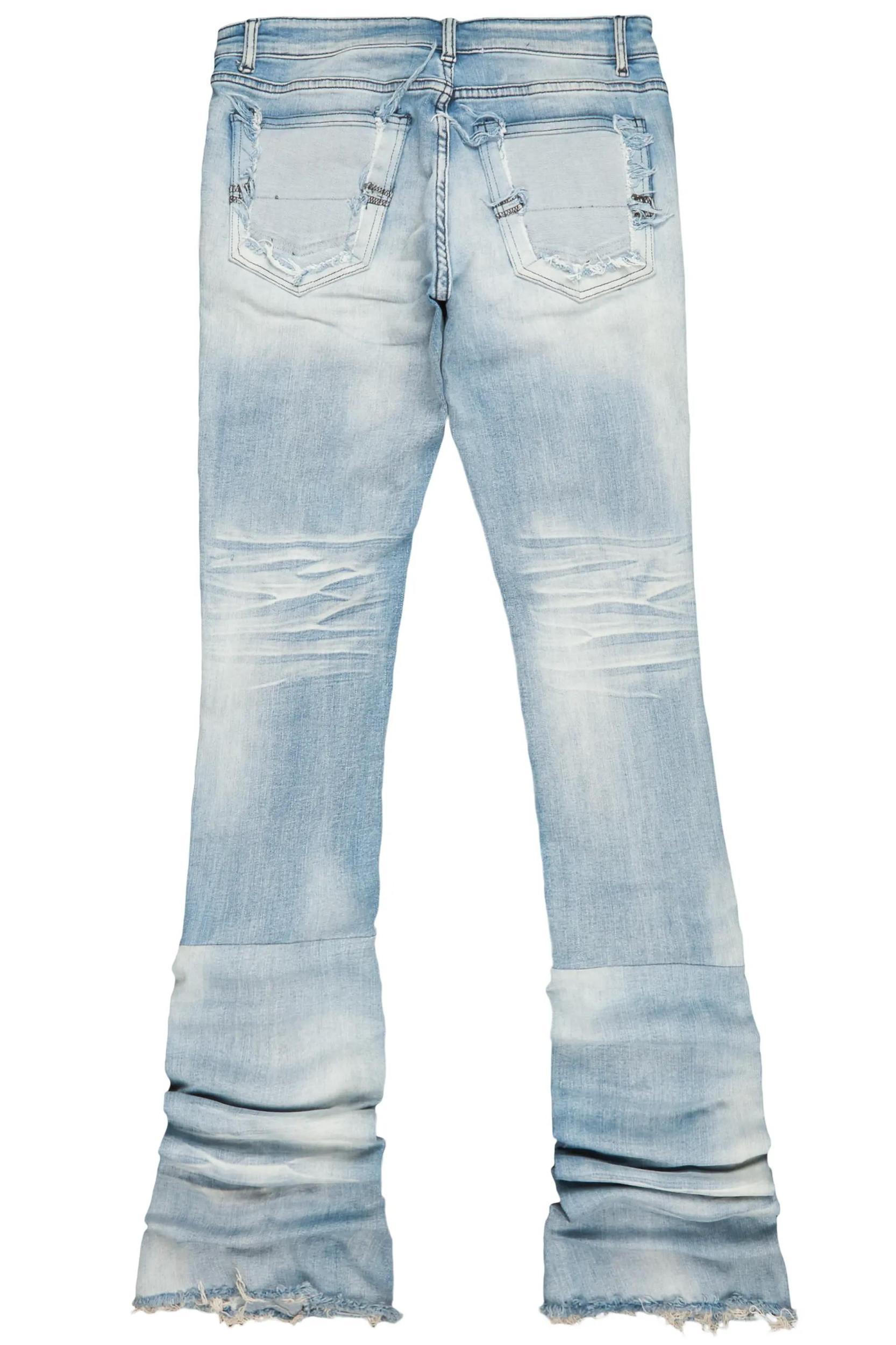 Pooja Blue Super Stacked Flare Jean Male Product Image