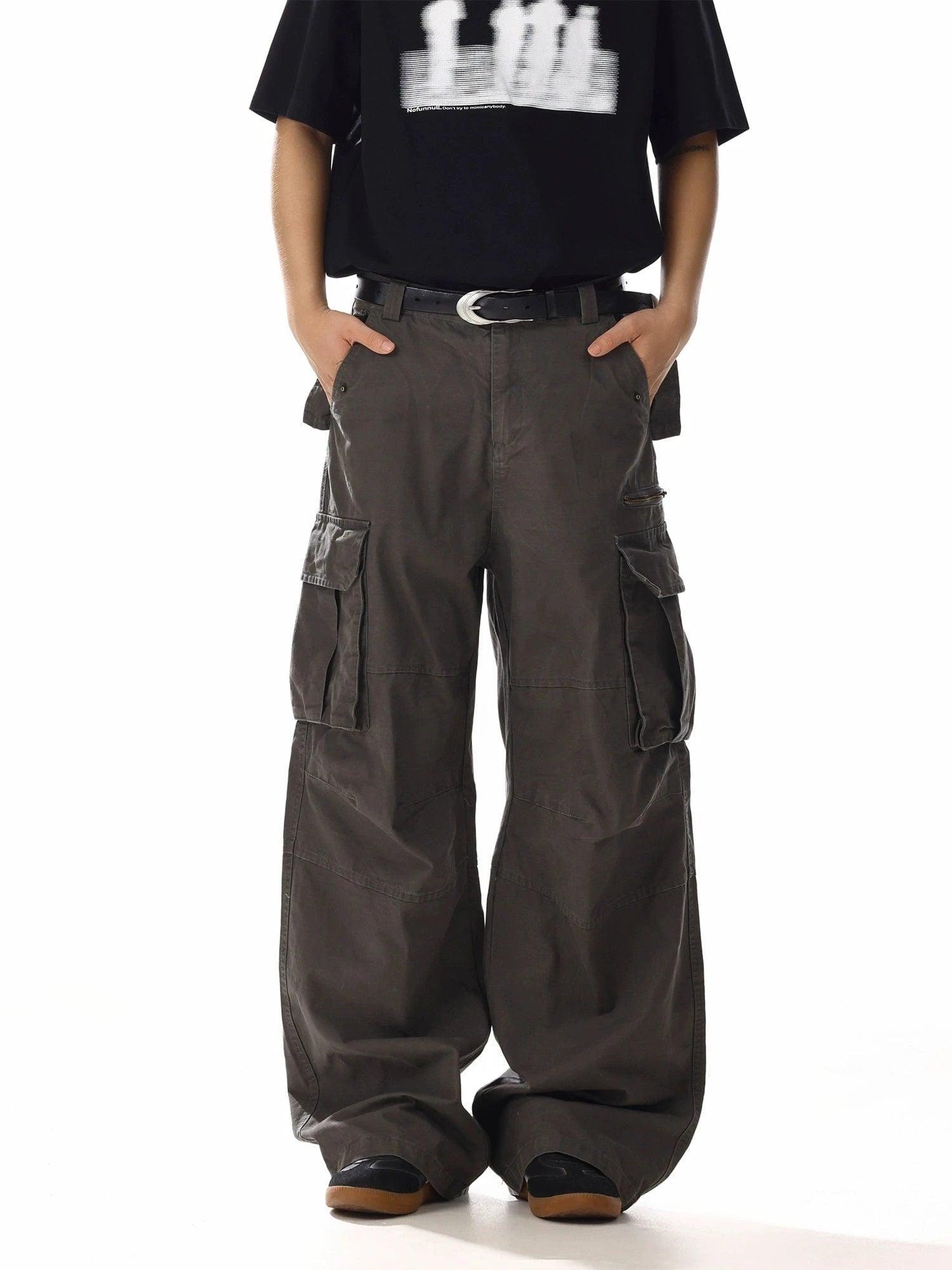 RT No. 19830 DARK COFFEE CARGO STRAIGHT PANTS Product Image