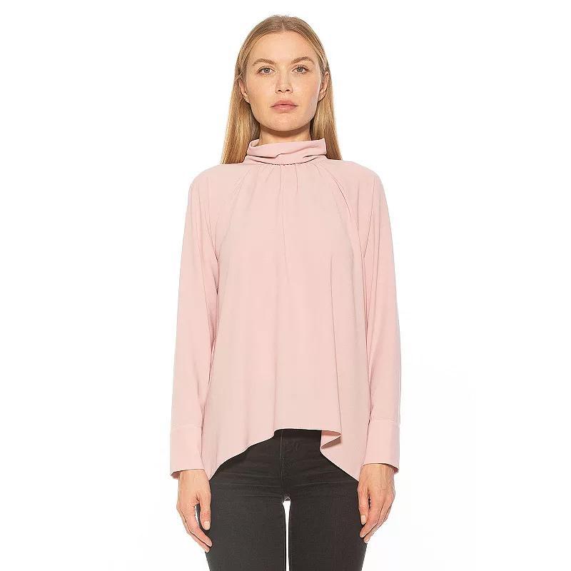 Women's ALEXIA ADMOR Danielle Mockneck Draped Flowy Blouse, Size: Large, Ivory Product Image
