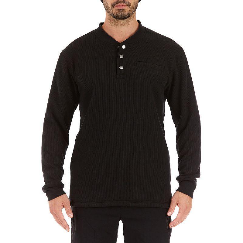 Men's Smith's Workwear Regular-Fit Sherpa Bonded Thermal Henley Pullover, Size: Medium, Bark Brown Product Image