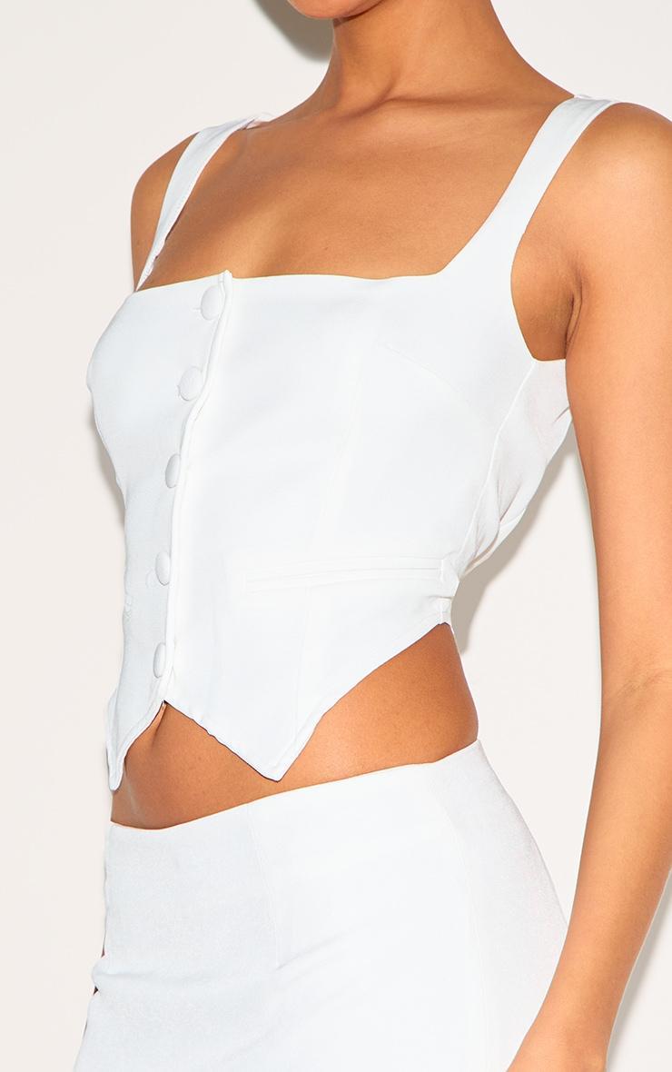 Premium White Woven Square Neck Cropped Vest Product Image