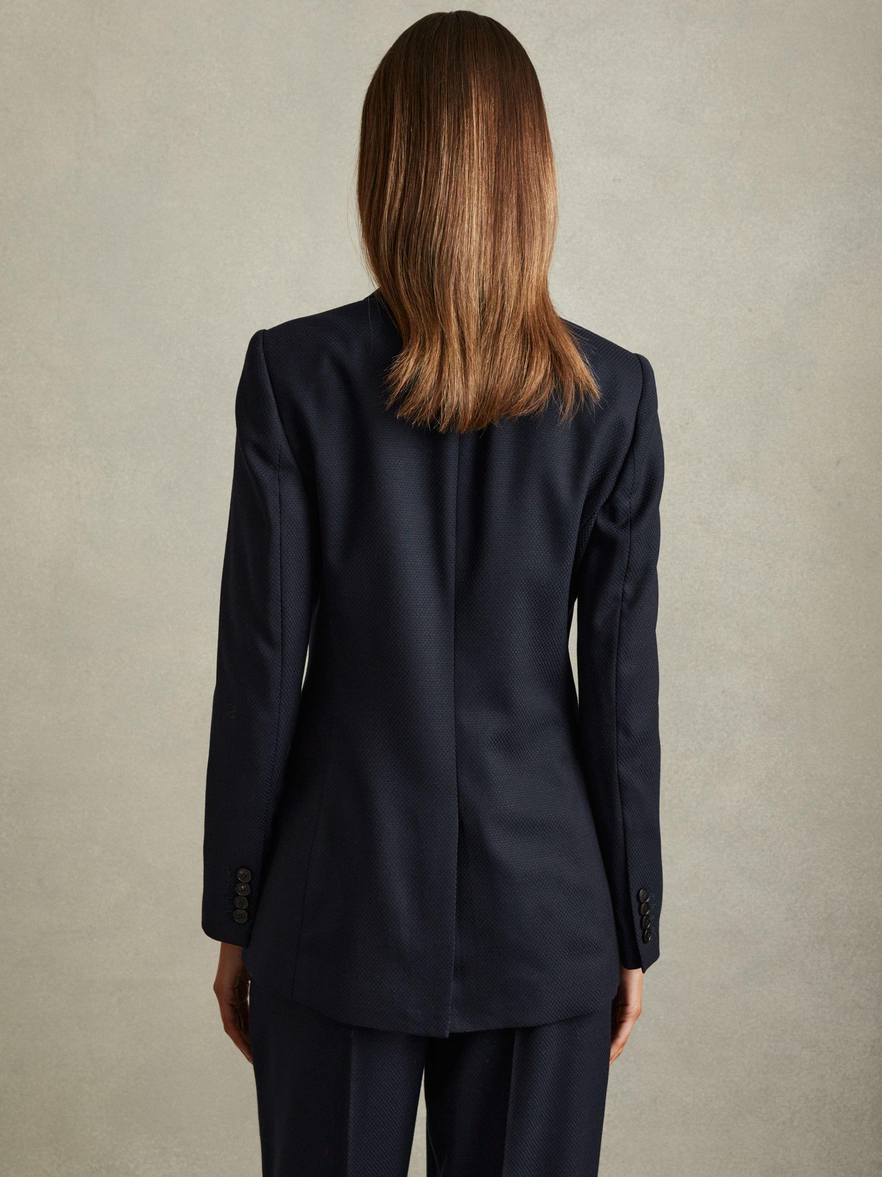 Petite Textured Single Breasted Suit Blazer in Navy Product Image