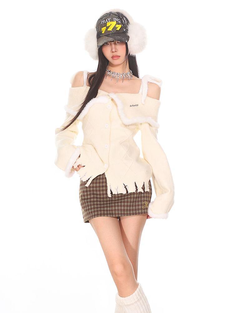 Distressed Cold-Shoulder Sweater Product Image