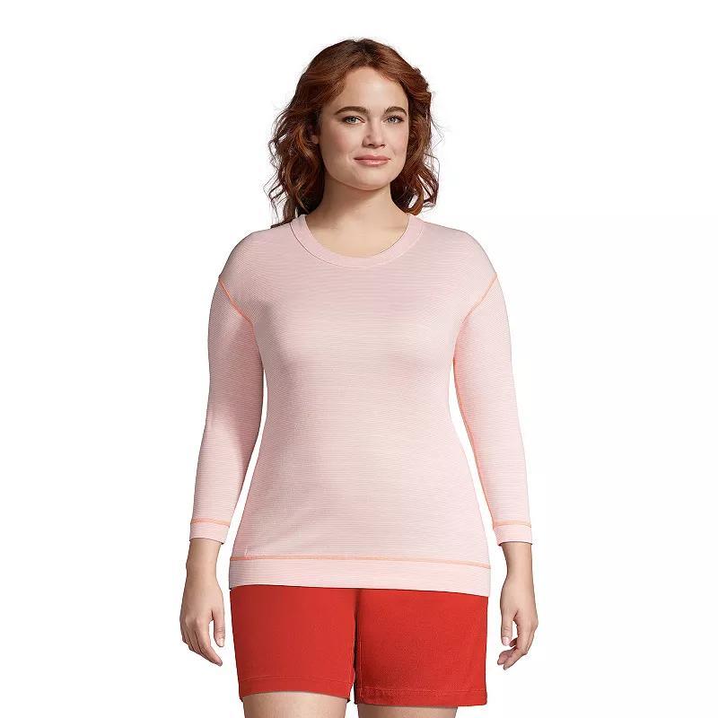 Women's Lands' End Reversible Striped 3/4-Sleeve Top, Size: 1XL, Crisp Pink Stripe Product Image
