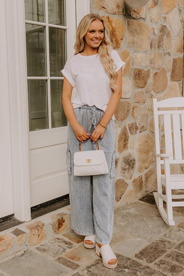 Casual Couture Knit Tee in White Product Image