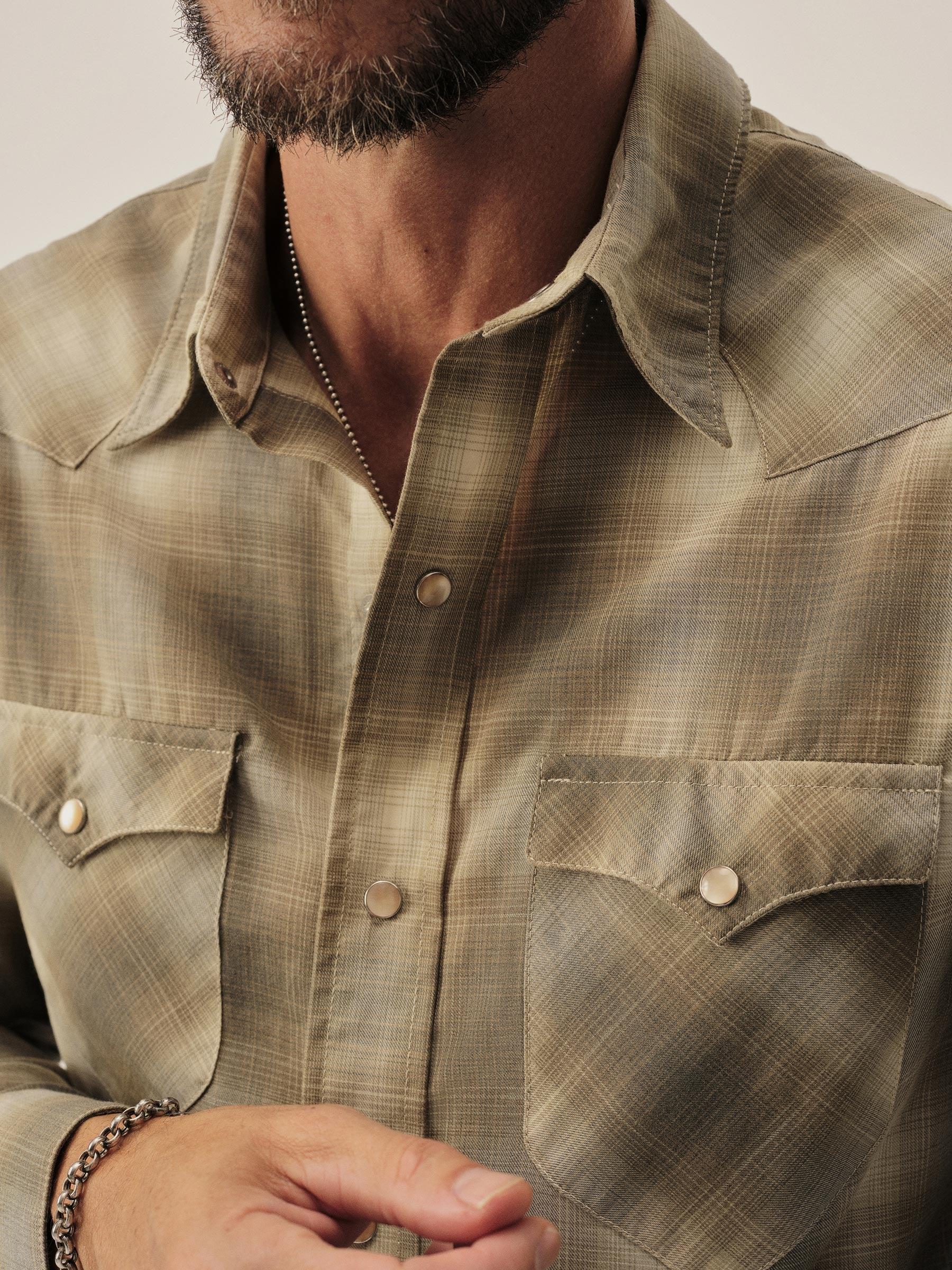 Sage Brush Shadow Plaid Palomino Western Shirt Product Image