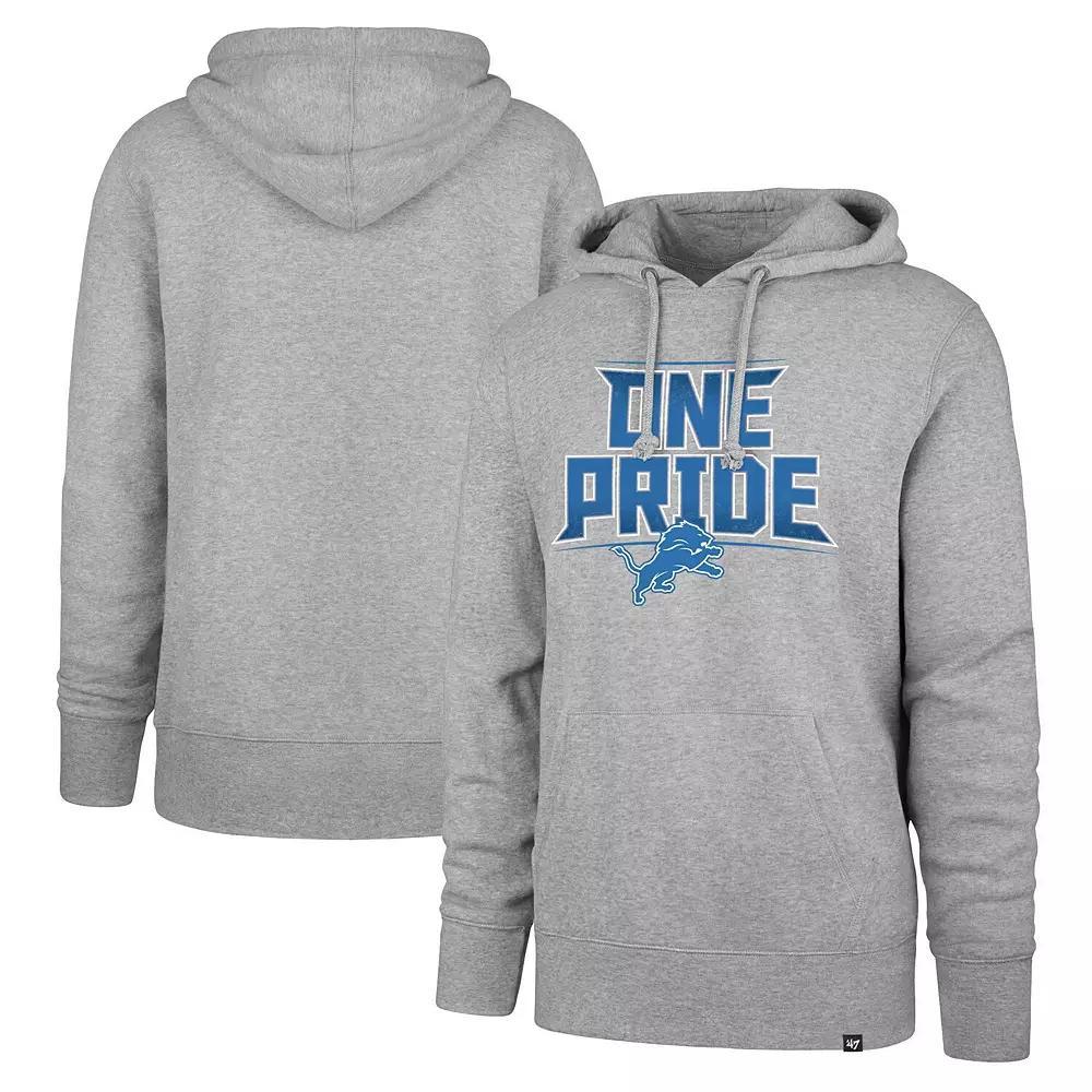 Men's '47 Gray Detroit Lions Regional Headline Pullover Hoodie, Size: XL, Grey Product Image