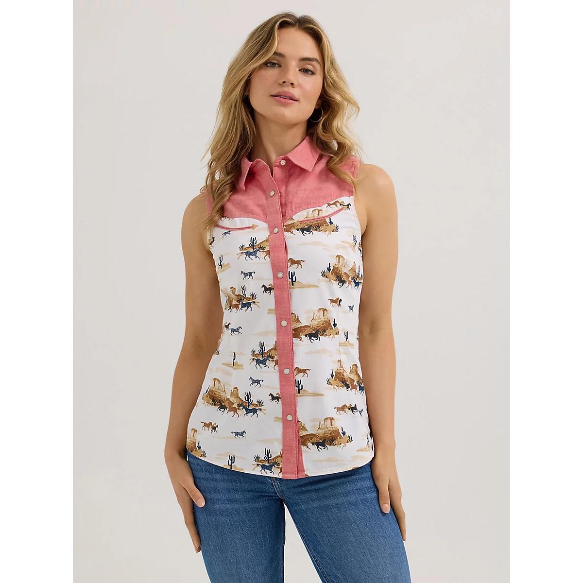 Women's Wrangler Desert Slim Western Snap Tank Desert Product Image