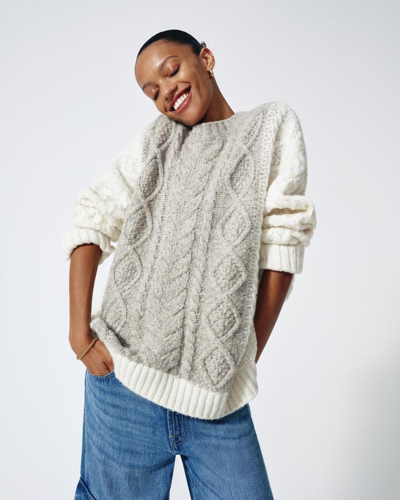 Wool Mock Neck Cable Pullover Product Image