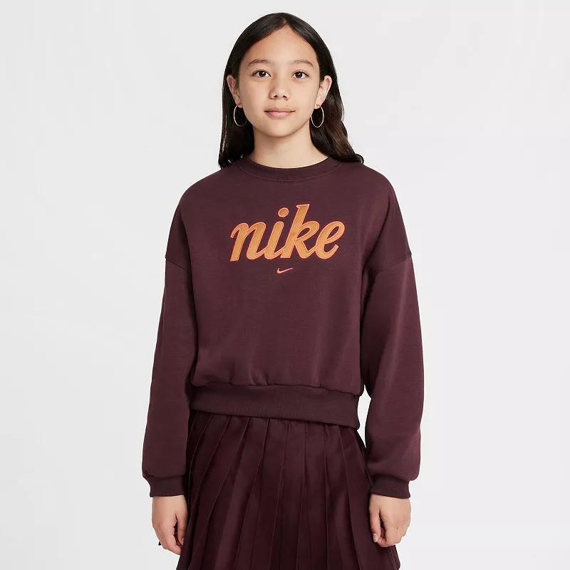 Nike Kids' Sportswear Graphic Sweatshirt in Light Bone/Volt at Nordstrom, Size Xs Product Image