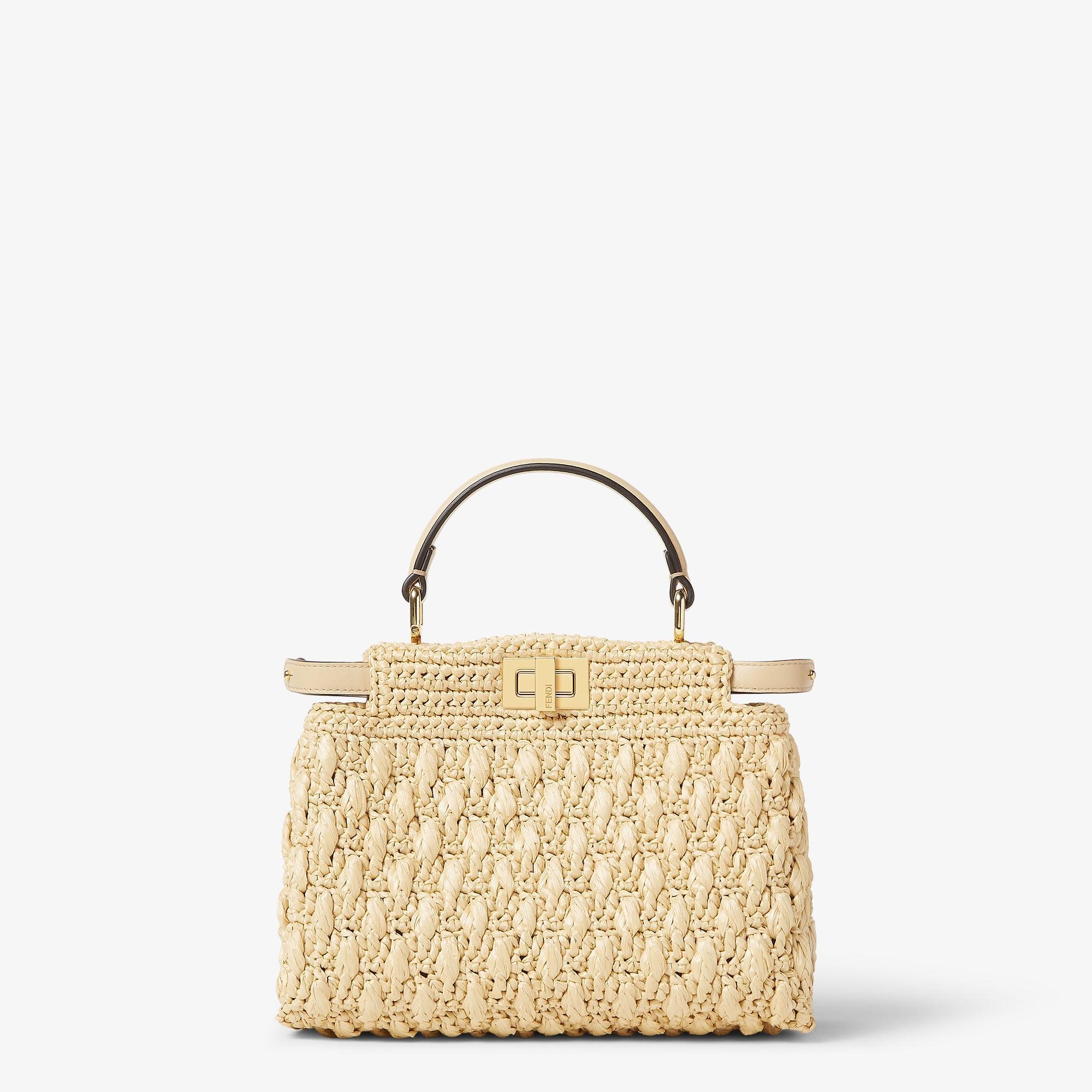 Nano Baguette CharmJacquard fabric charm with raffia FF Product Image