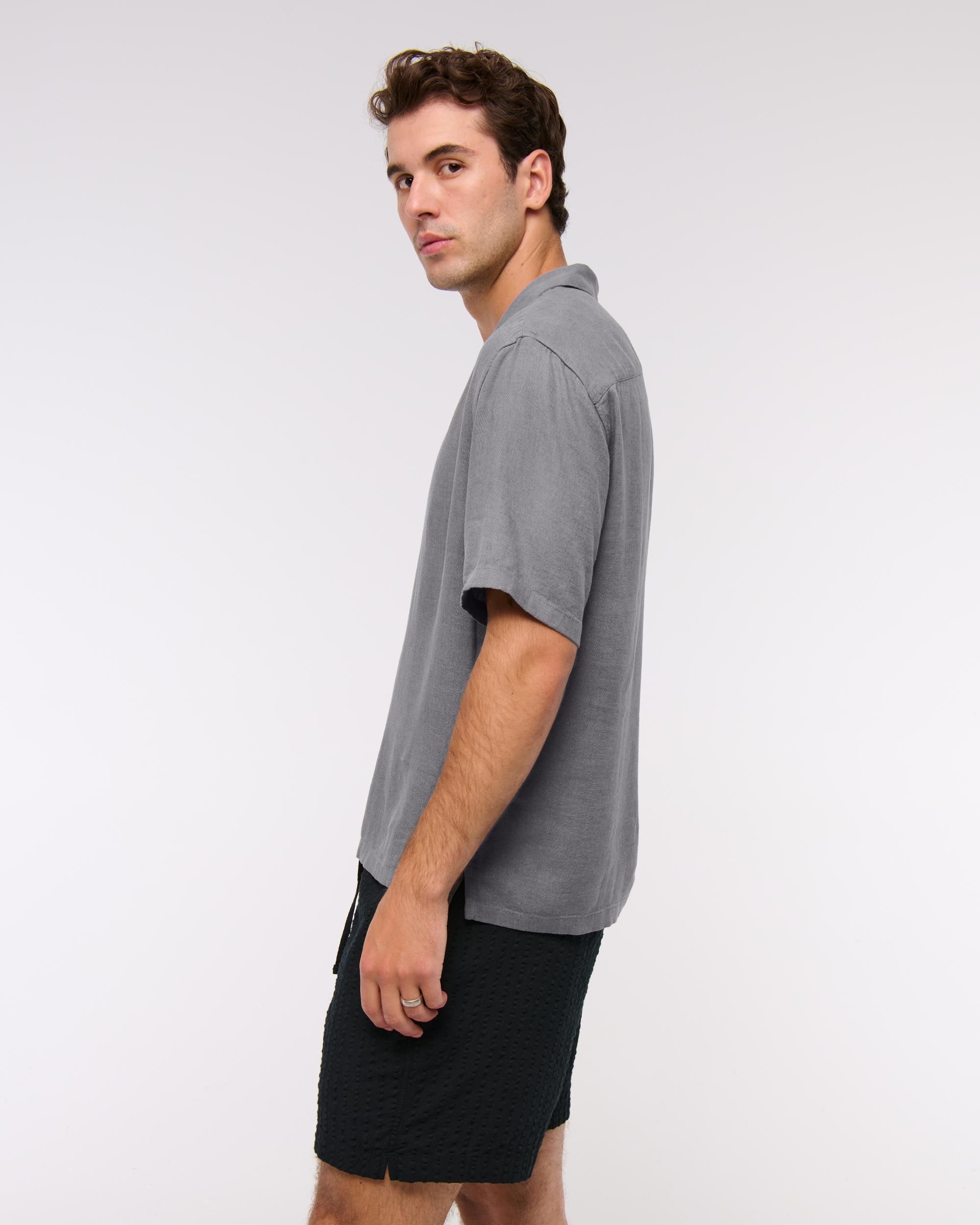 Camp Collar Summer Linen-Blend Shirt Product Image