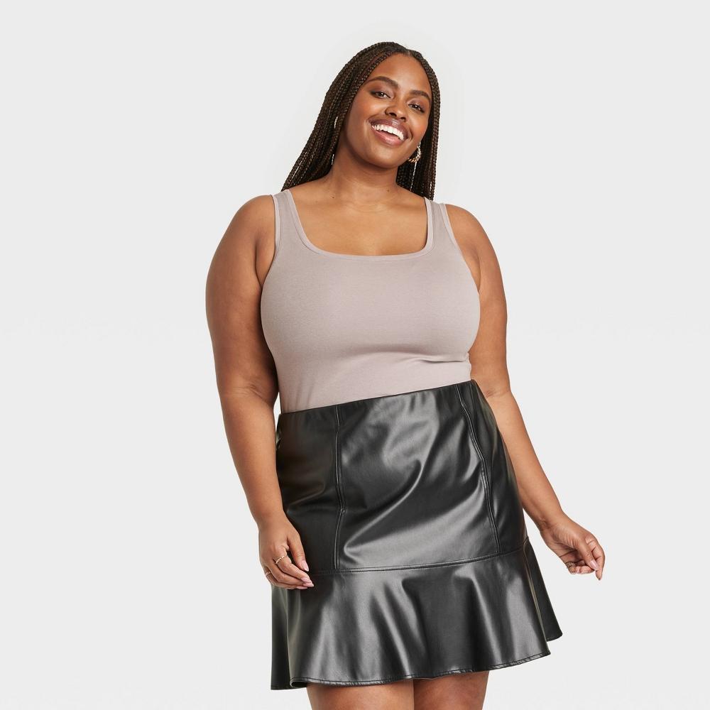 Women's Slim Fit Tank Top - Ava & Viv™ Taupe 2X: Cotton Modal Blend, Scoopneck, Sleeveless Product Image