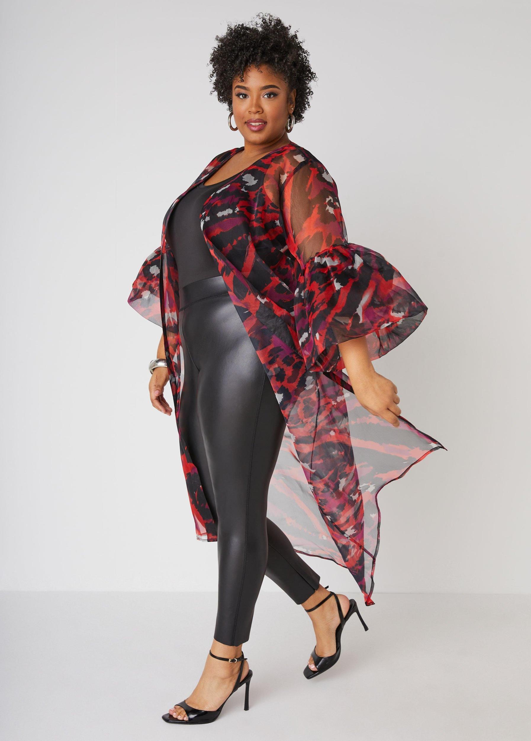 Plus Size Animal Print Organza Duster Ashley Stewart Product Image