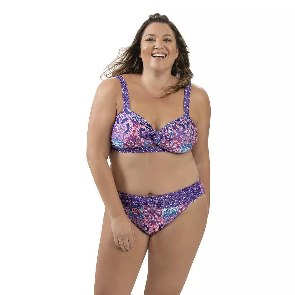 Women's Dolfin Aquashape UPF 50+ Print Twist-Front Bikini Top, Size: XS, Nautical Product Image