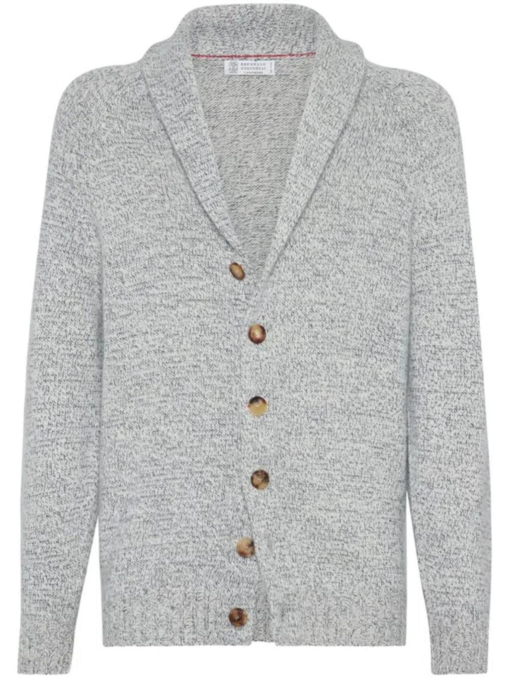 BRUNELLO CUCINELLI Cashmere Mouline Cardigan In Grey Product Image