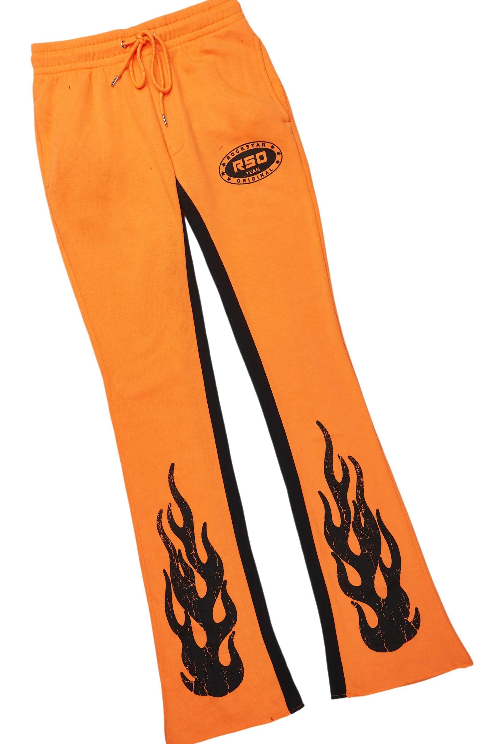 Amos White/Orange T-Shirt/Stacked Baggy Track Pant Set Male Product Image
