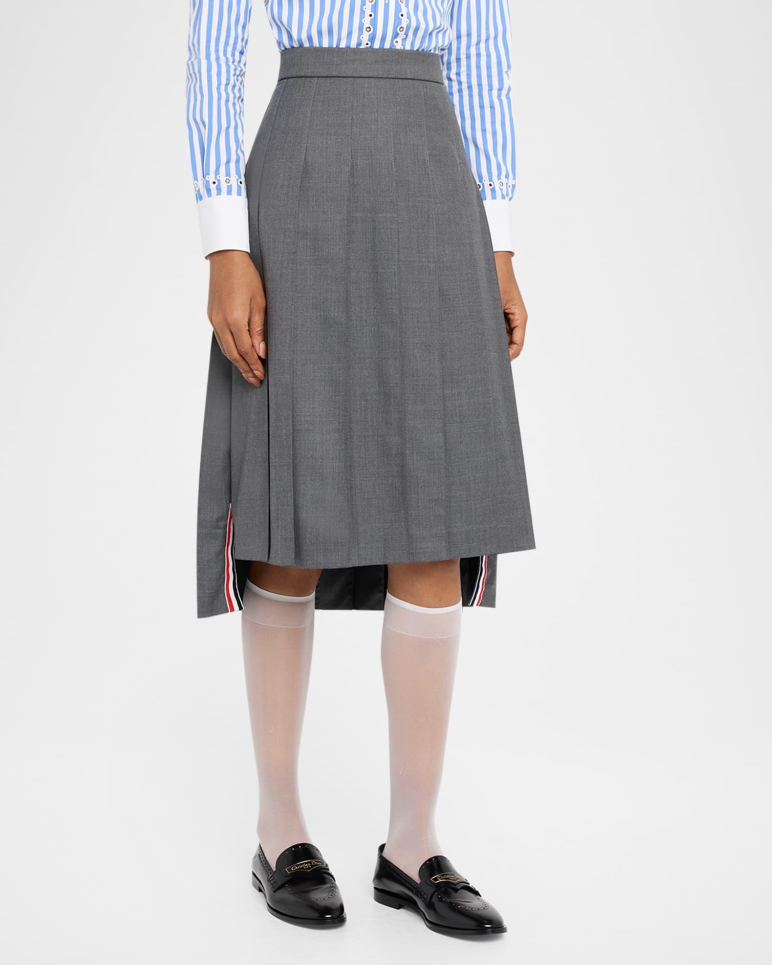 Pleated Super 120s Twill Midi Skirt Product Image
