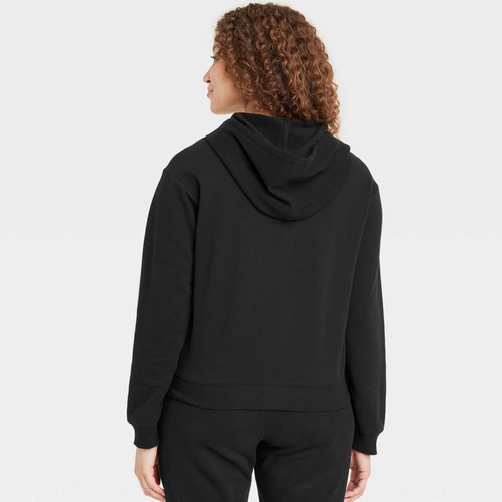 Women's Fleece Zip-Up Sweatshirt - Auden™ Black M: Midweight Hooded, Front Pocket Product Image