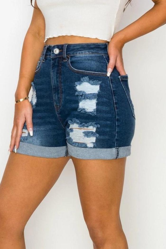 Plus Authentic Destructed Mom Short Product Image