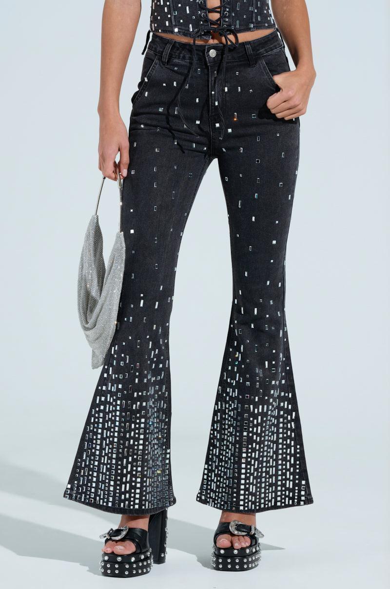 POPSTAR BLACK DENIM CORSET WITH RHINESTONE Product Image