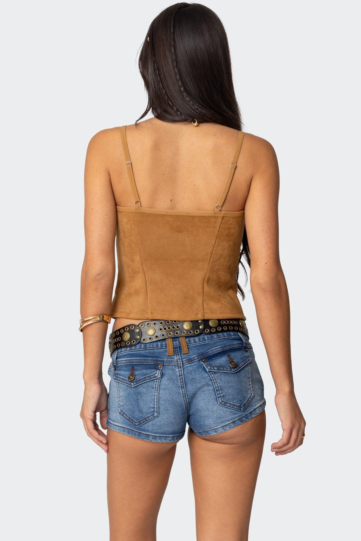 Tori Faux Suede Button Up Top Product Image
