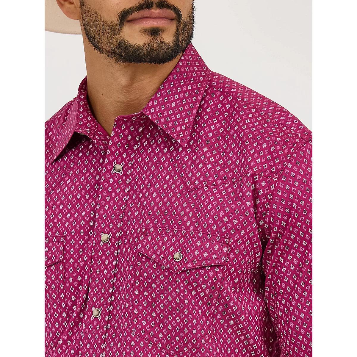 Men's 20X® Competition Advanced Comfort Long Sleeve Two Pocket Western Snap Shirt in Sangria Diamonds Product Image