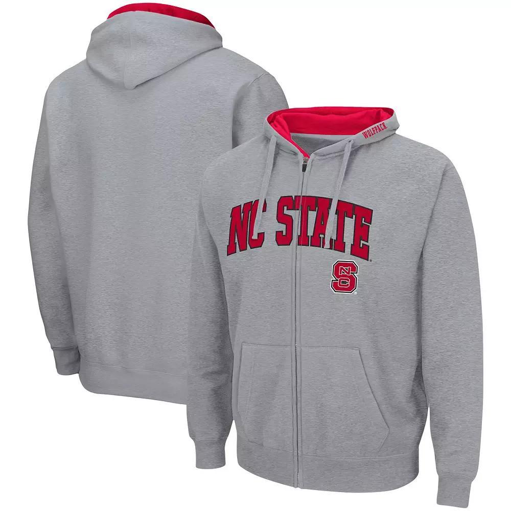 Men's Colosseum Heathered Gray NC State Wolfpack Arch & Logo 3.0 Full-Zip Hoodie, Size: Large, Nst Grey Product Image
