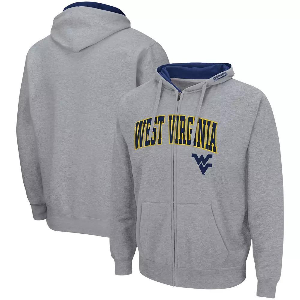 Men's Colosseum Heathered Gray West Virginia Mountaineers Arch & Logo 3.0 Full-Zip Hoodie, Size: 2XL, Grey Product Image