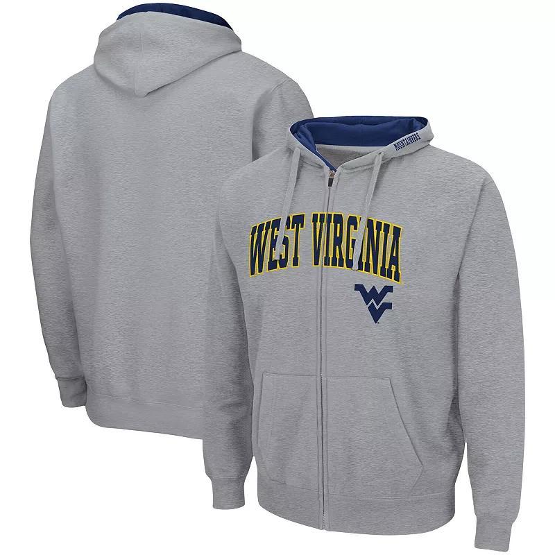 Men's Colosseum Heathered Gray West Virginia Mountaineers Arch & Logo 3.0 Full-Zip Hoodie, Size: 2XL, Grey Product Image
