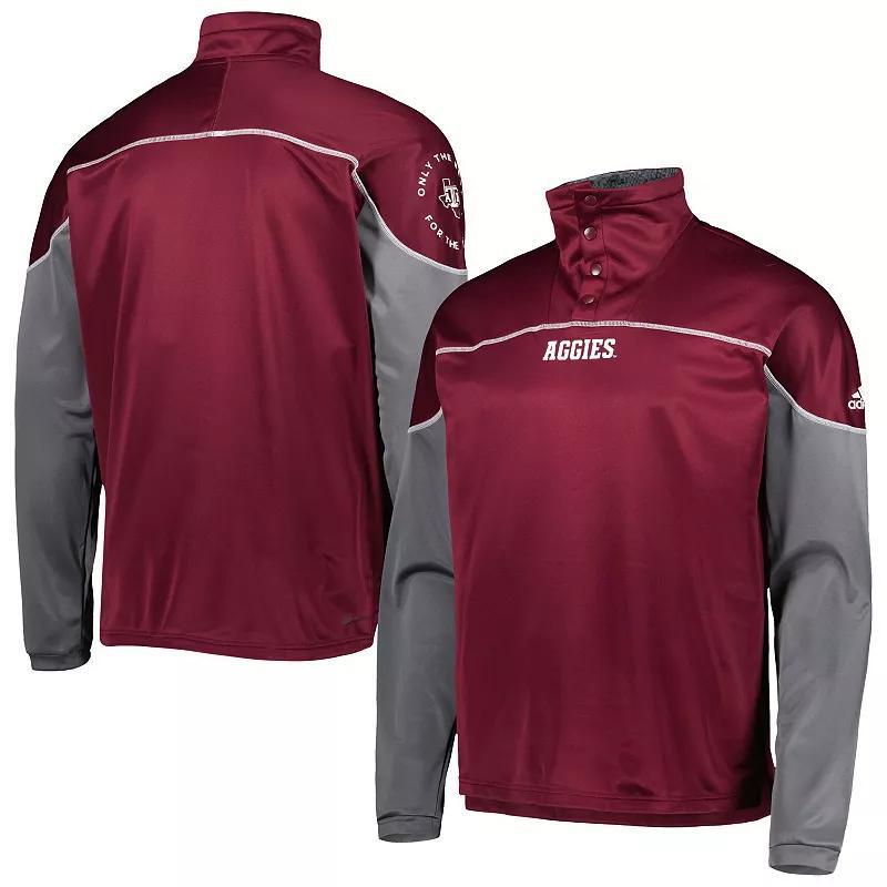 Men's adidas Maroon Texas A&M Aggies AEROREADY Knit Quarter-Snap Jacket, Size: 3XL, Red Product Image