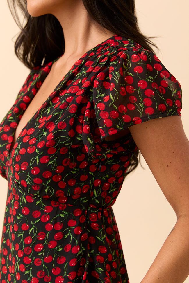 Amari Black Cherry Print Dress Cece Barnes X Pink Lily Product Image