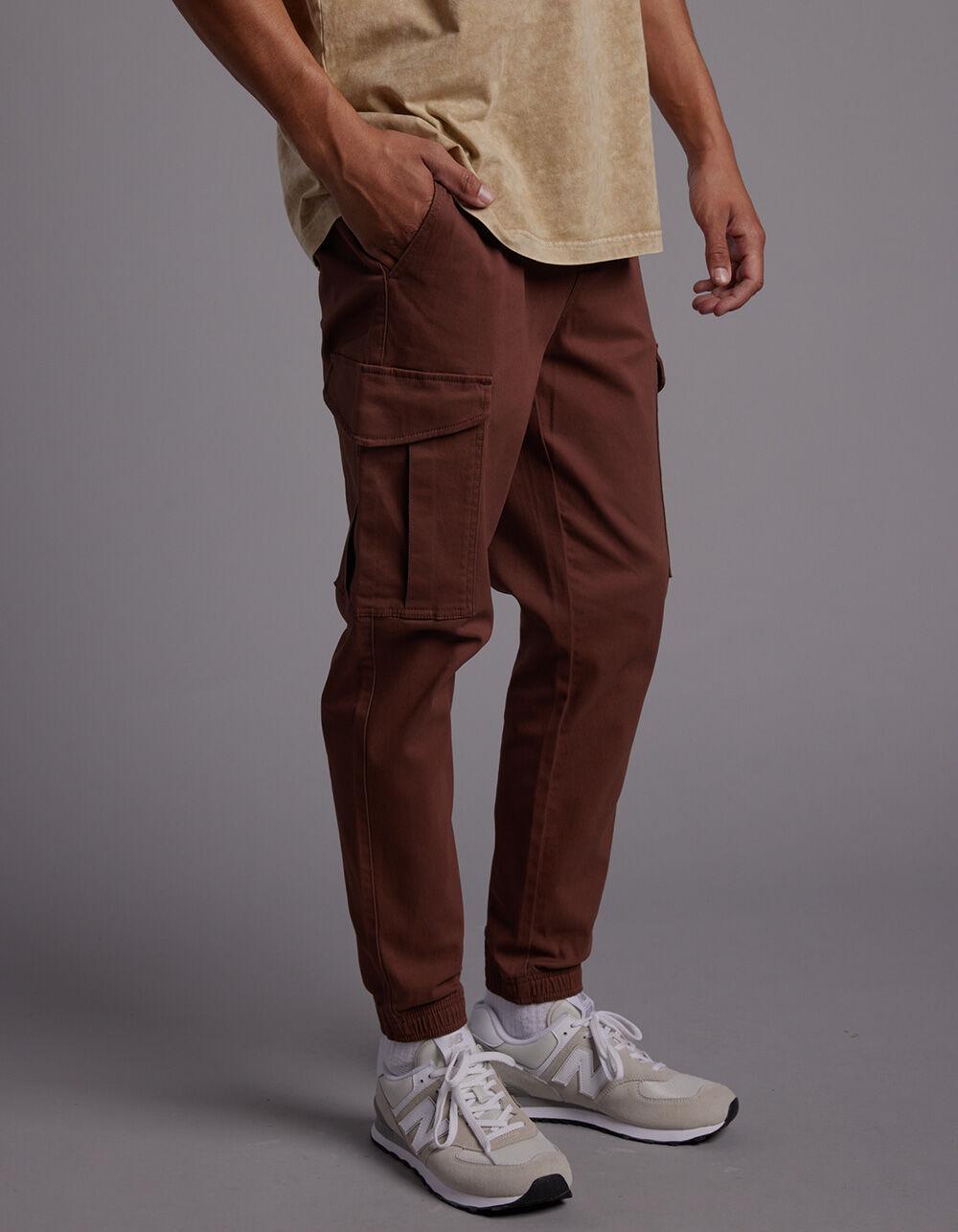 RSQ Mens Twill Cargo Jogger Pants - BROWN Product Image