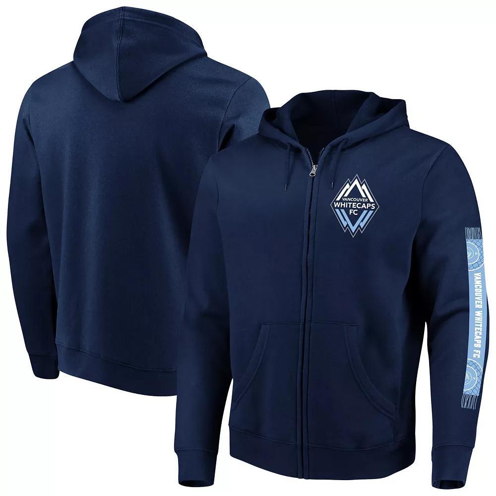Men's Fanatics Deep Sea Blue Vancouver Whitecaps FC Iconic Scarf Sleeve Full-Zip Hoodie, Size: XL, Vwc Blue Product Image