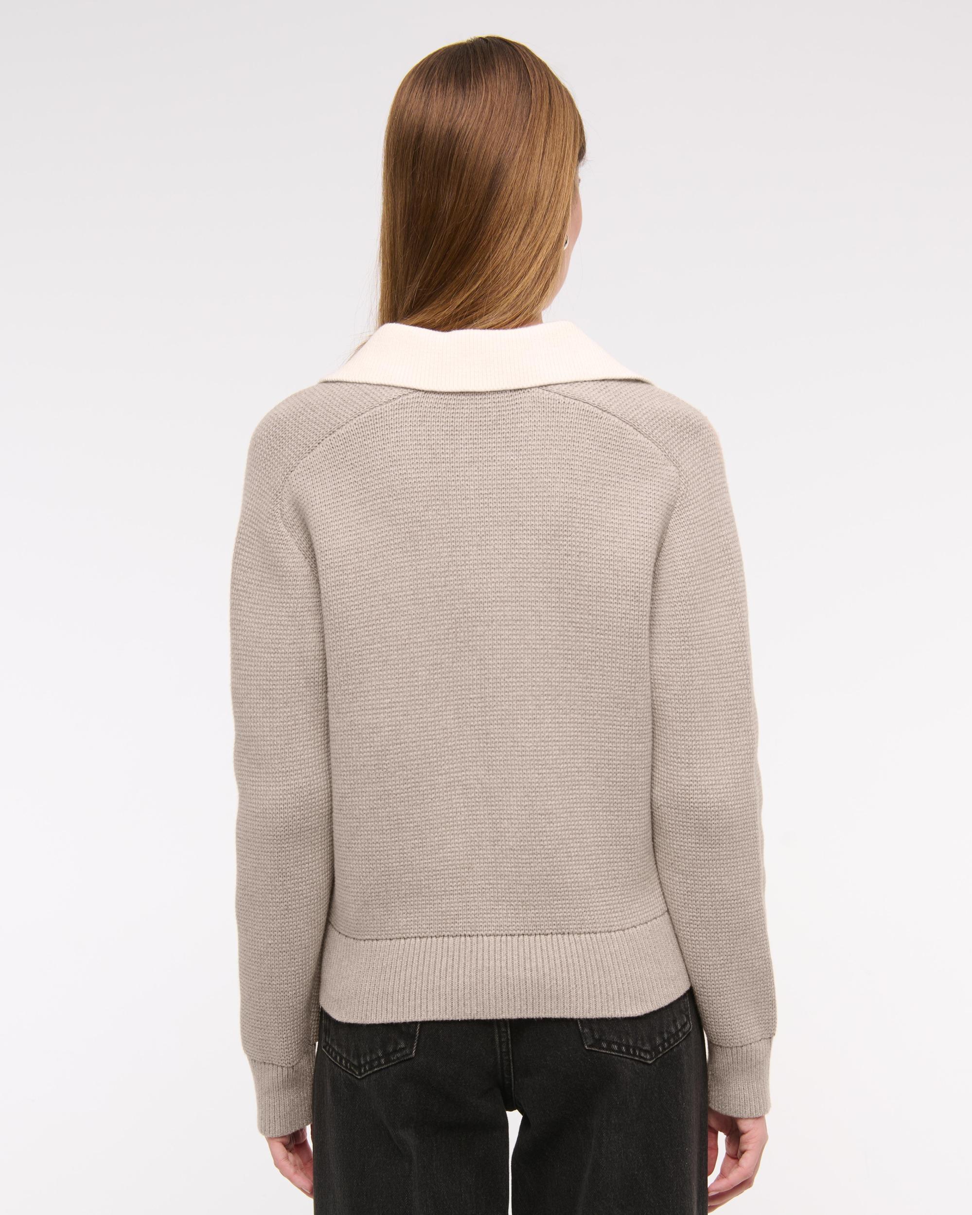 Easy Long-Sleeve Sweater Polo Product Image