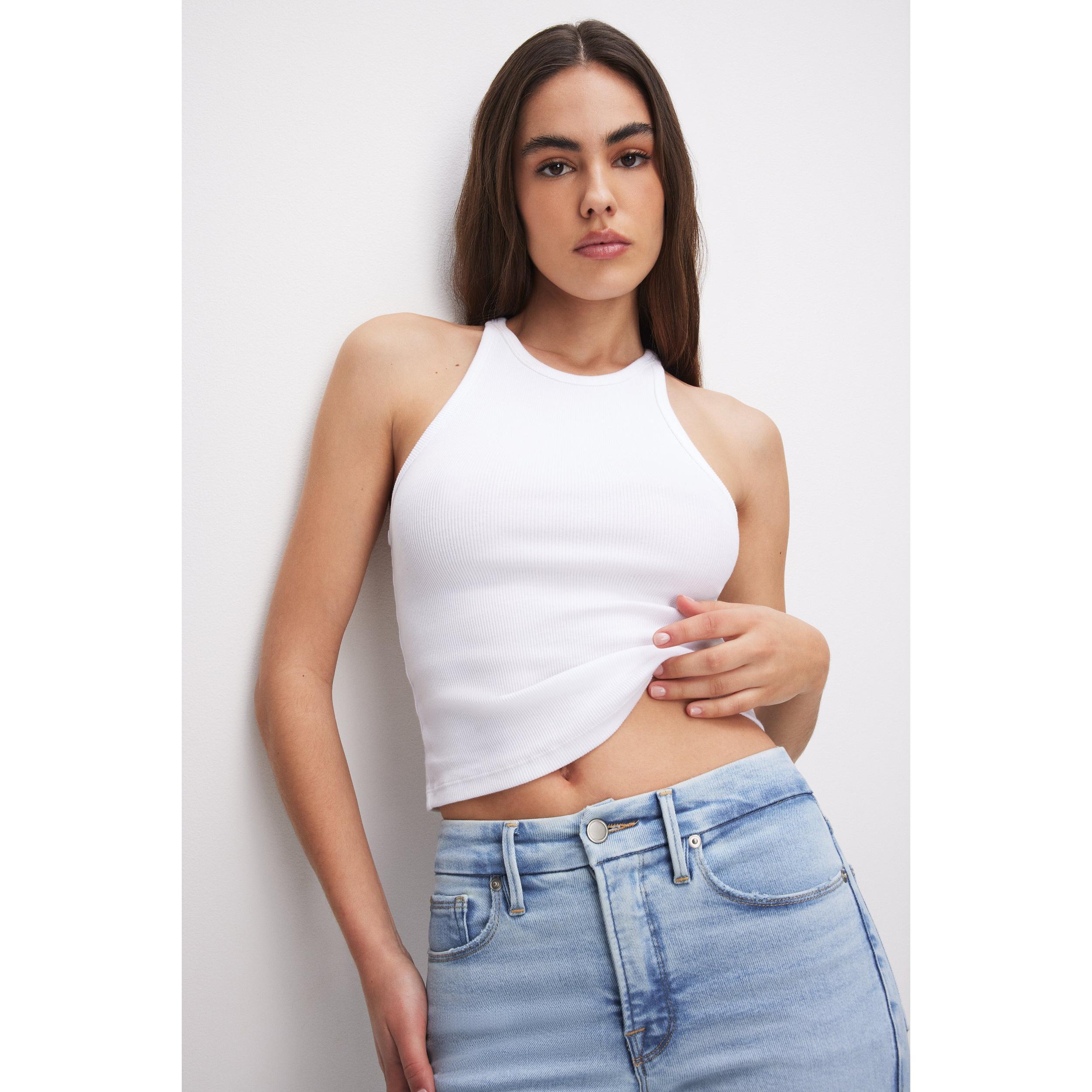 Womens Micro Rib Crewneck Tank Top | | Good American by Khlo Kardashian Product Image