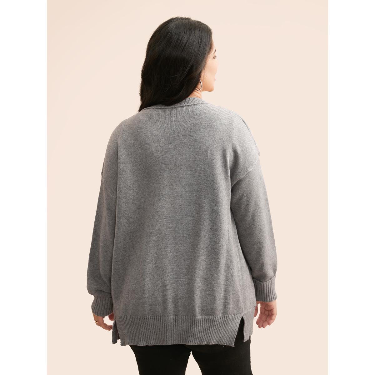 Plus Size Supersoft Essentials Open Pockets Cardigan DimGray Women Basics Loose Long Sleeve Everyday Cardigans BloomChic 28/5X Product Image