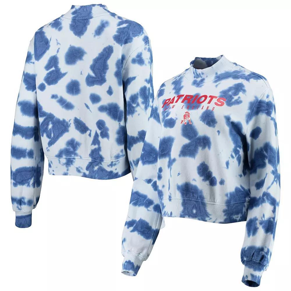 Womens Junk Food New England Patriots Tie-Dye Cropped Pullover Sweatshirt Blue Product Image