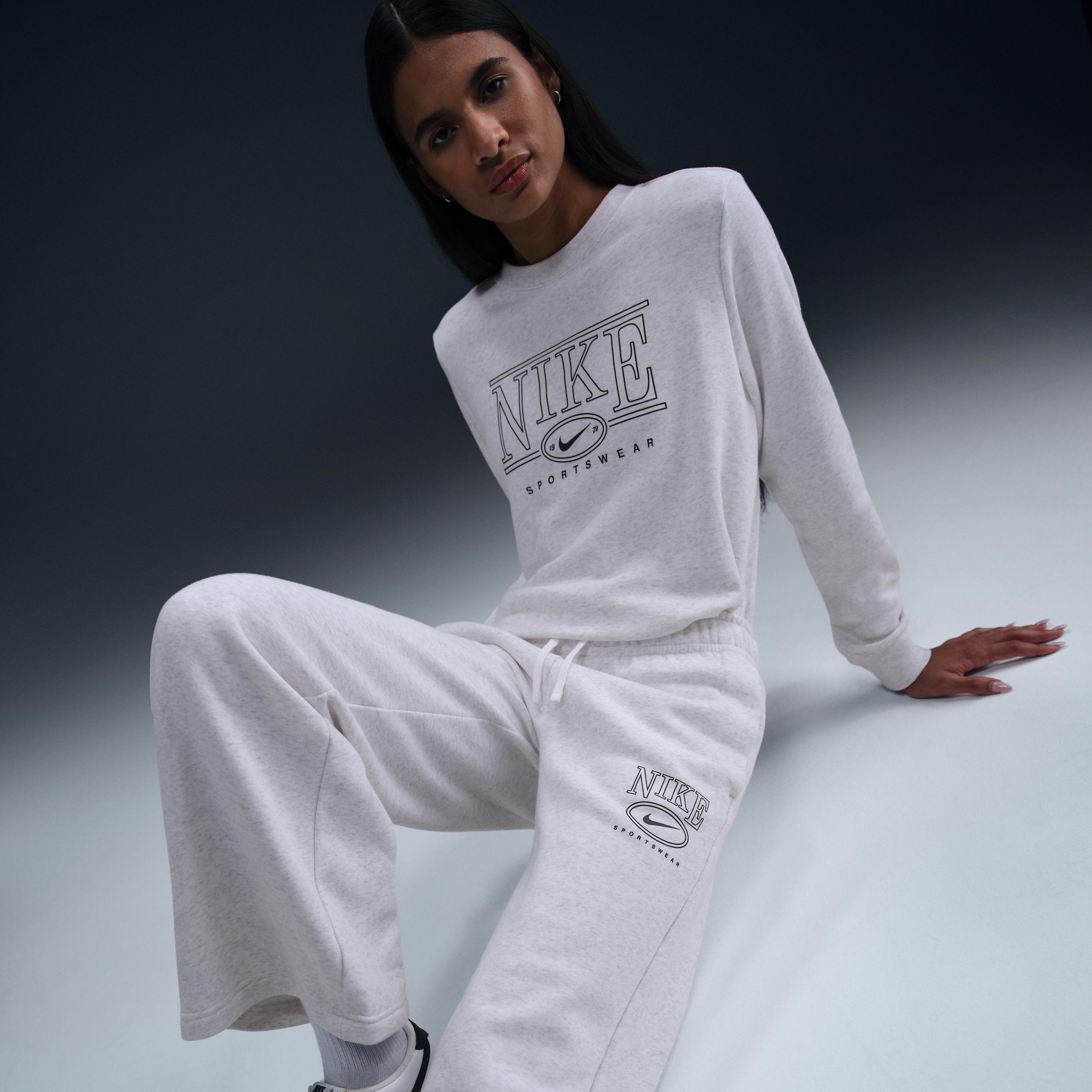 Women's Nike Sportswear Club Fleece Mid-Rise Wide-Leg Graphic Pants Product Image