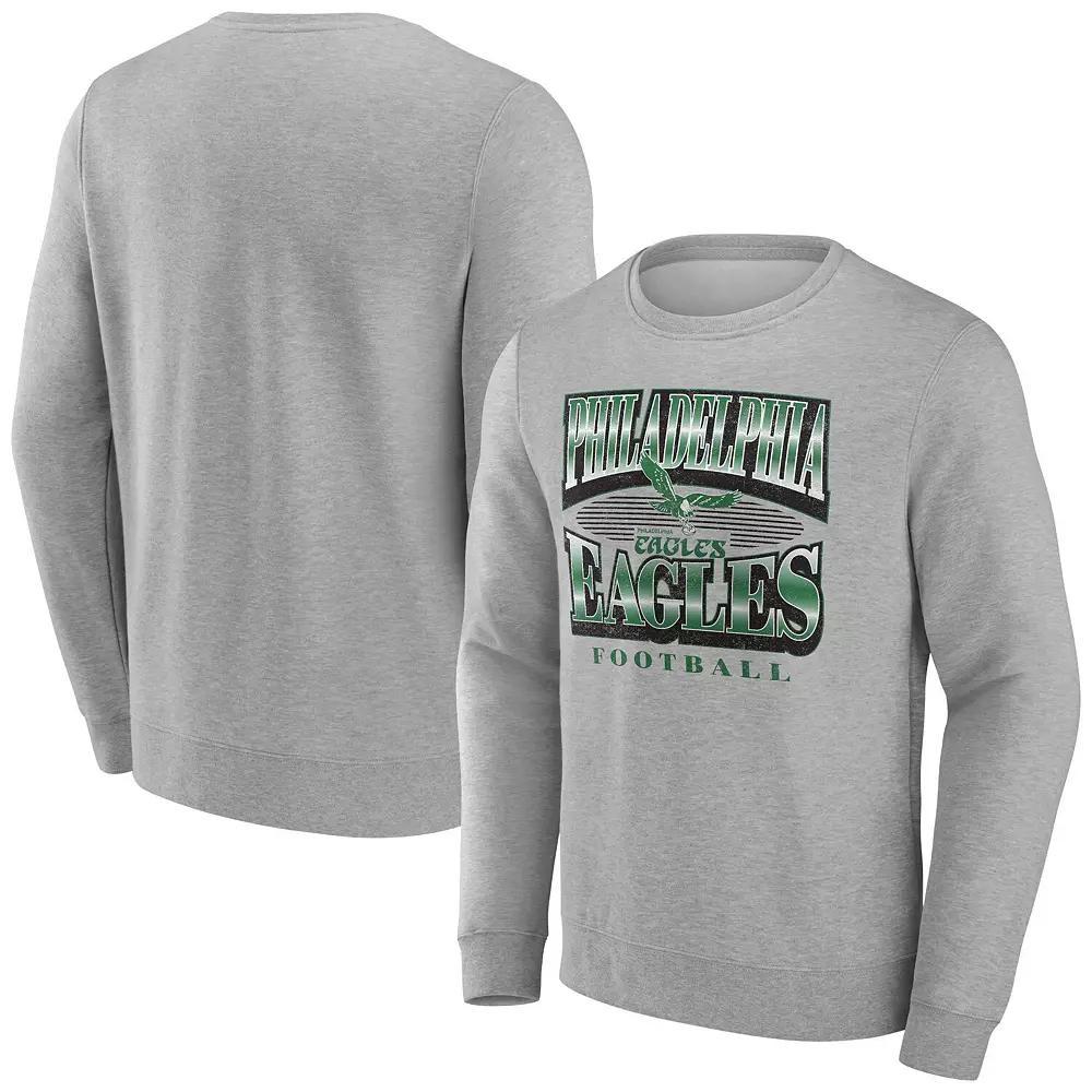 Men's Fanatics Heather Gray Philadelphia Eagles Chance Throwback Fleece Pullover Sweatshirt, Size: Large, Grey Product Image