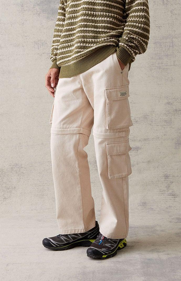 Men's Cream Baggy Zip Off Cargo Jeans 29W x 30L Product Image